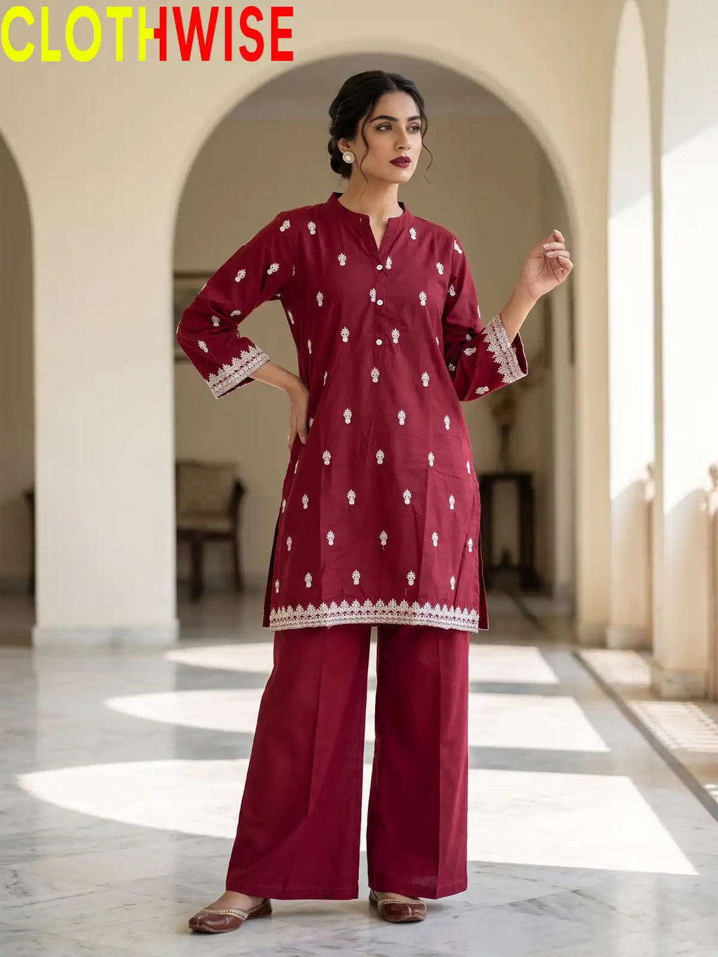 Amal Embroidered Cotton 2-Piece Suit | Booti Kurta with Flapper