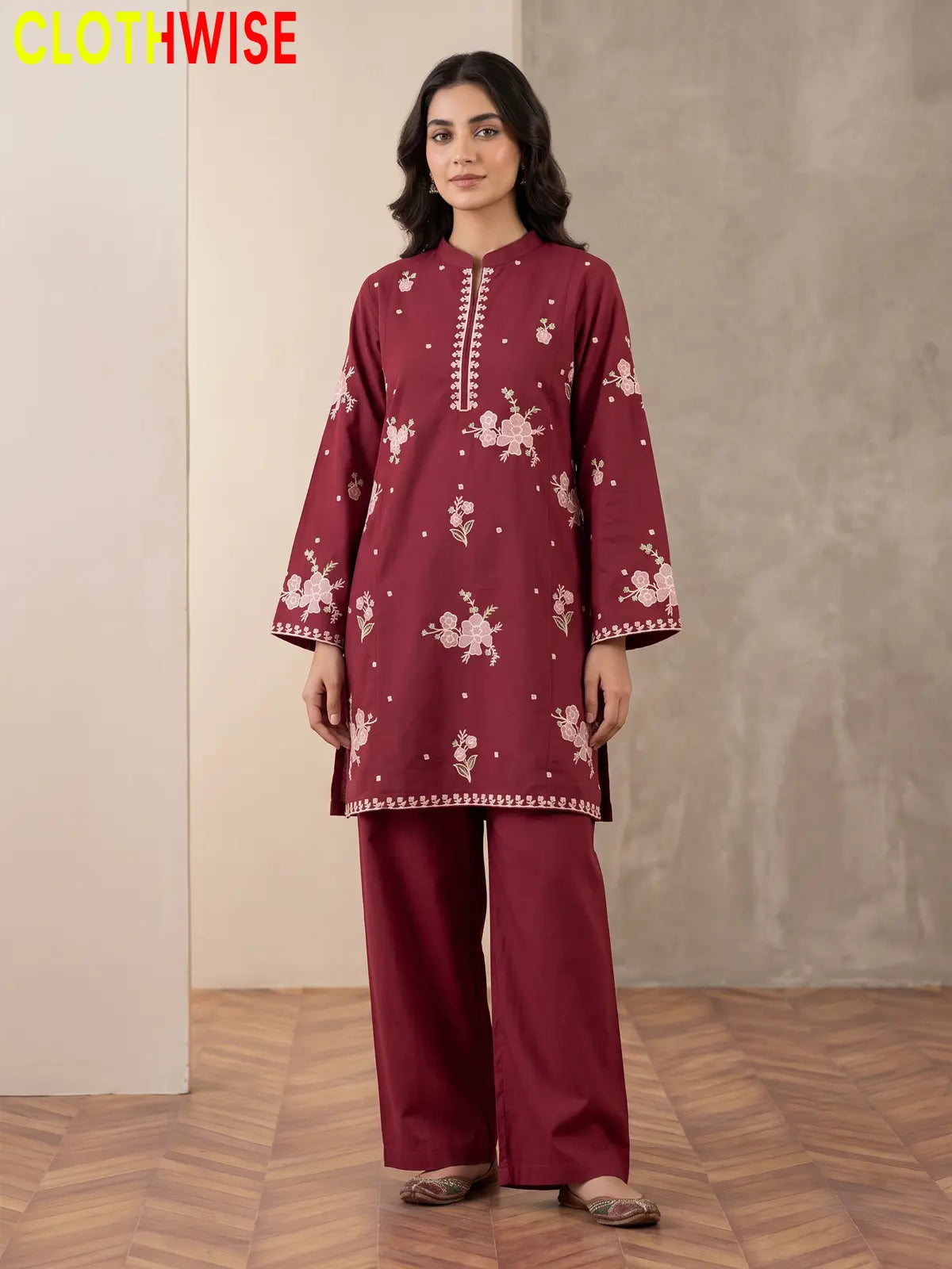 Marias – 2 Piece Stitched Embroidered Tunic & Flapper | CLOTHWISE