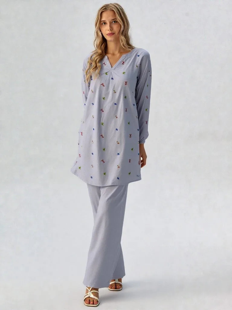 Blossom – Embroidered Co-ord Set with Side Pockets