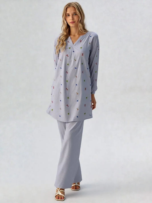 Blossom – Embroidered Co-ord Set with Side Pockets