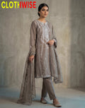 Ornate – Earthy Mud Brown Embroidered 3-Piece Lawn Suit with Chiffon Dupatta - Pakistani Women Pret | CLOTHWISE
