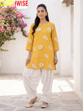 Daisy Mustard embroidered cotton suit - standing view - CLOTHWISE