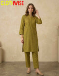 Zayra - Olive Mustard Printed 2 Piece Lawn Suit - Pakistani Women Pret | CLOTHWISE