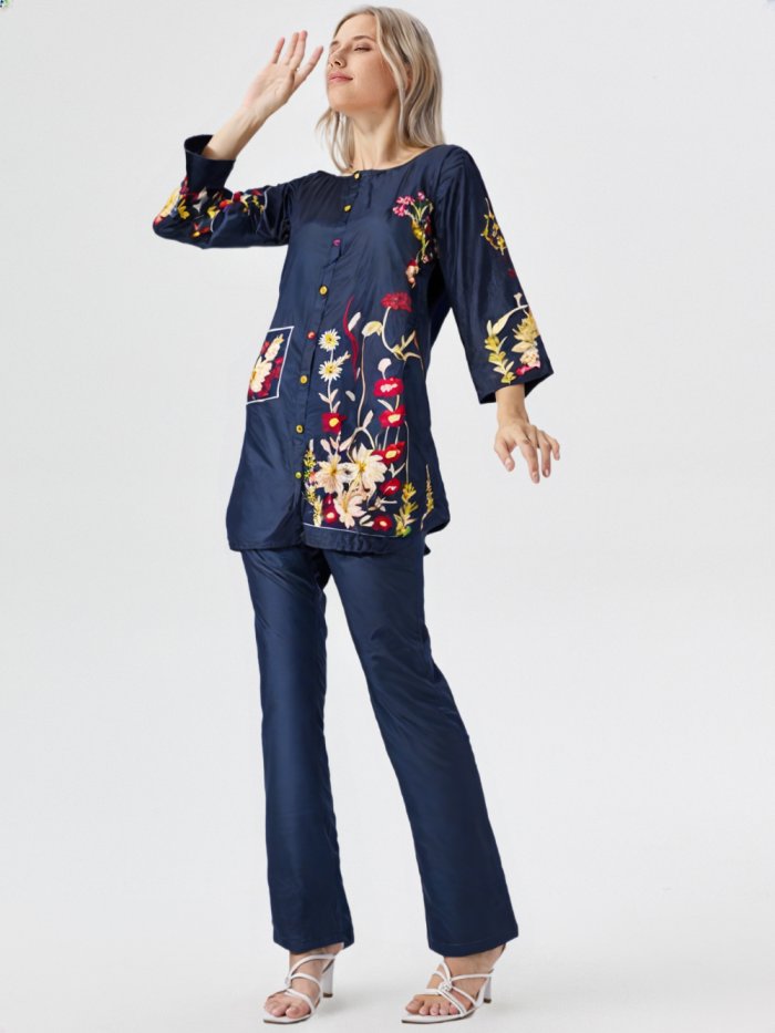 ESMIRA – Heavy Embroidered Cotton Co-Ord Set (2-Piece)