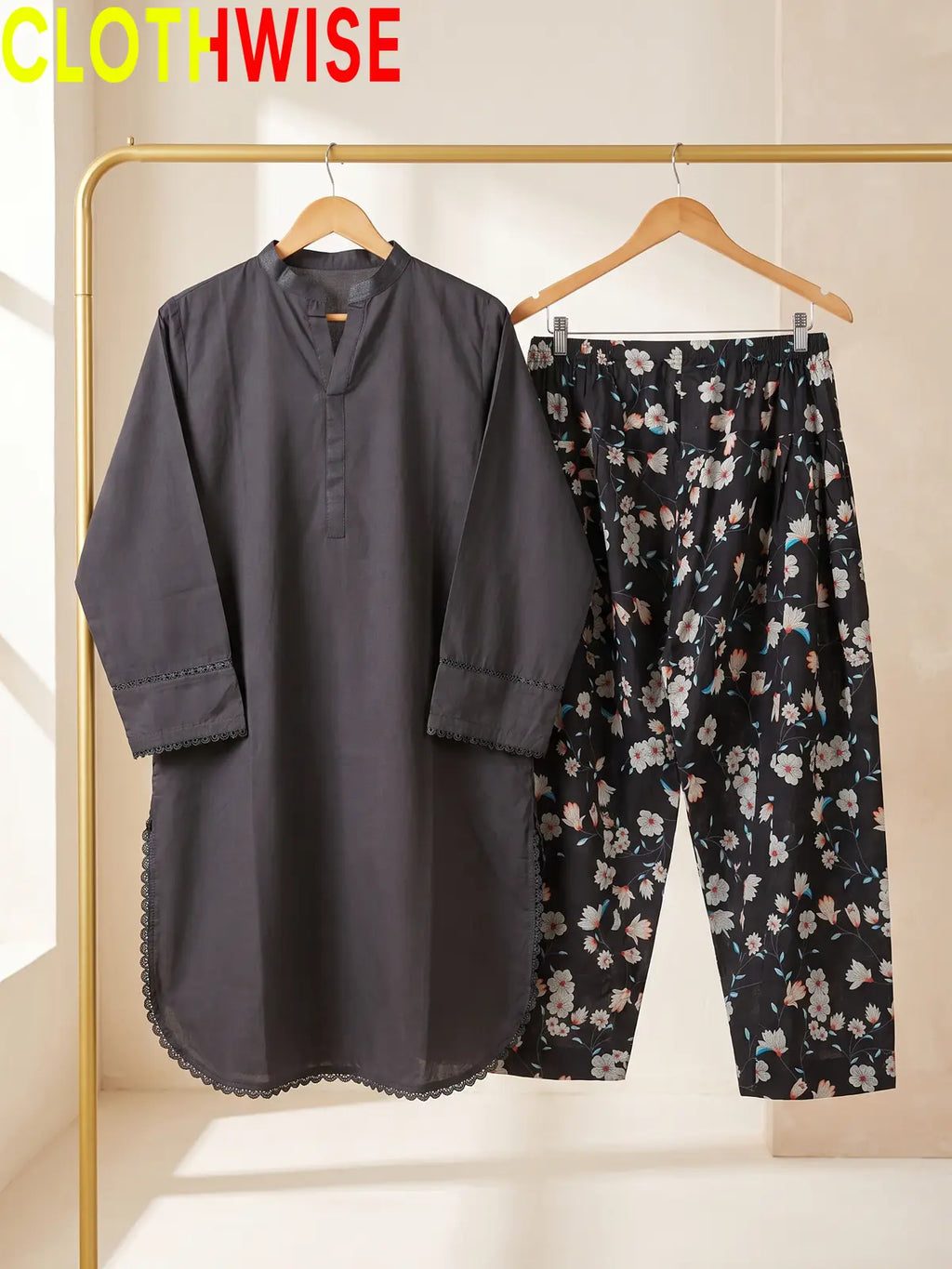 Nazakat Black lawn top on hanger