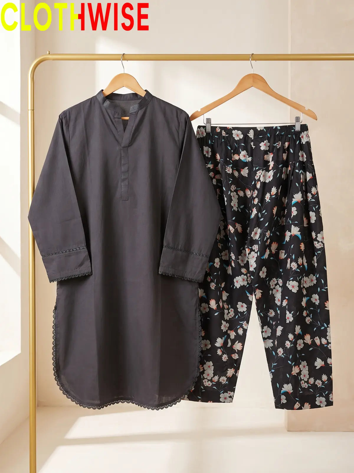 Nazakat Black lawn top on hanger