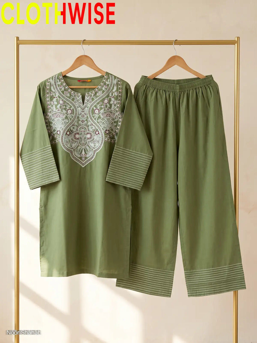 Nisa Embroidered Cotton Co-ord Set for Women | Clothwise
