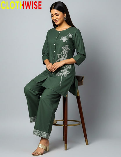 Fancy cotton embroidered shirt and trouser for ladies
