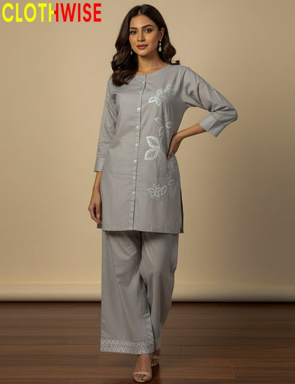 Stylish summer cotton embroidered two piece dress