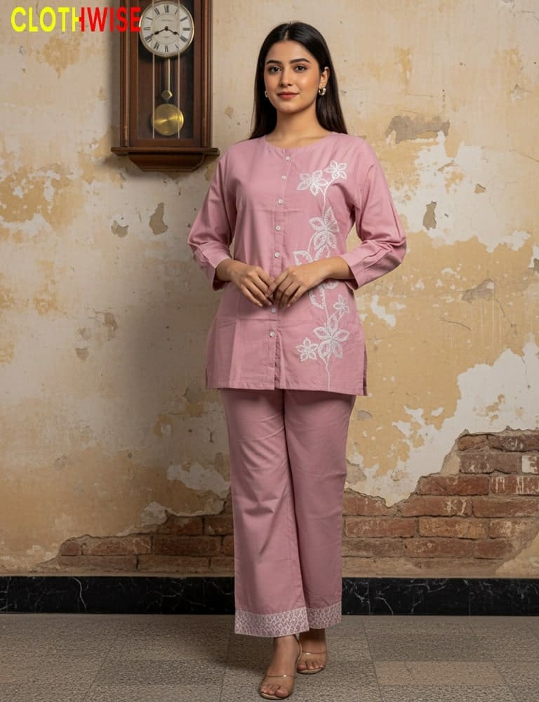 Safina: Elegant Western Cotton Embroidered Co-ord Set by CLOTHWISE