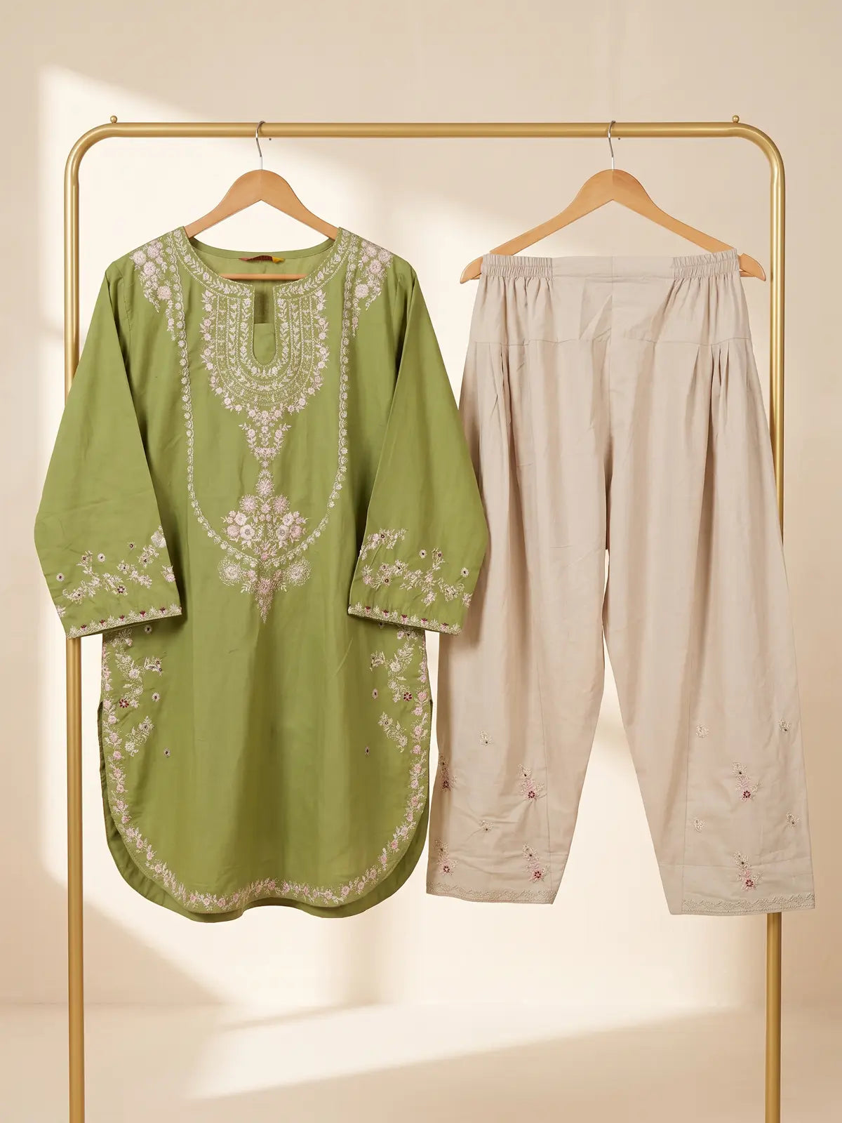 Zeenat - Embroidered Cotton Kurta & Salwar 2-Piece Suit