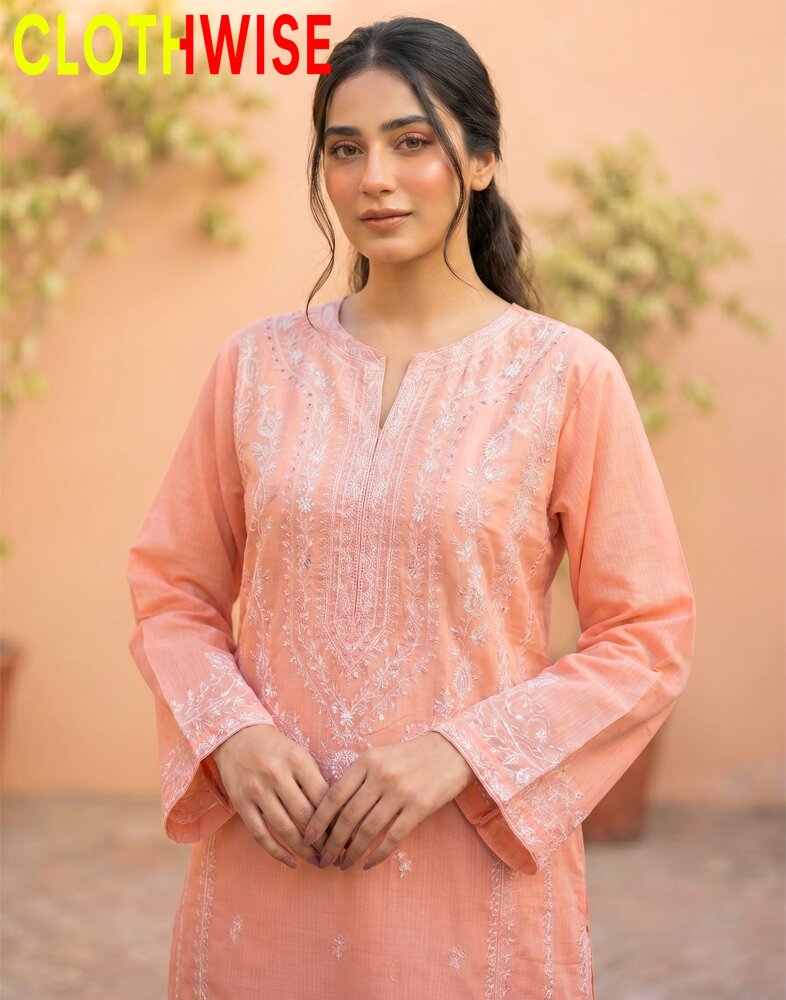 Ornate – Soft Peach Embroidered 3-Piece Lawn Suit with Chiffon Dupatta