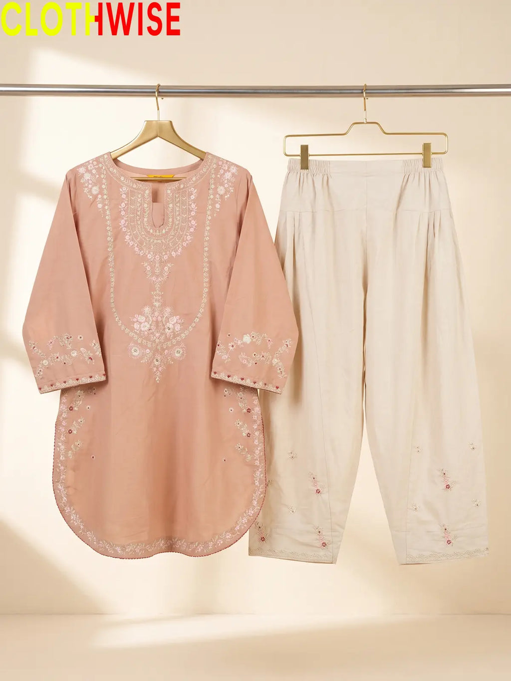 Zeenat - Embroidered Cotton Kurta & Salwar 2-Piece Suit