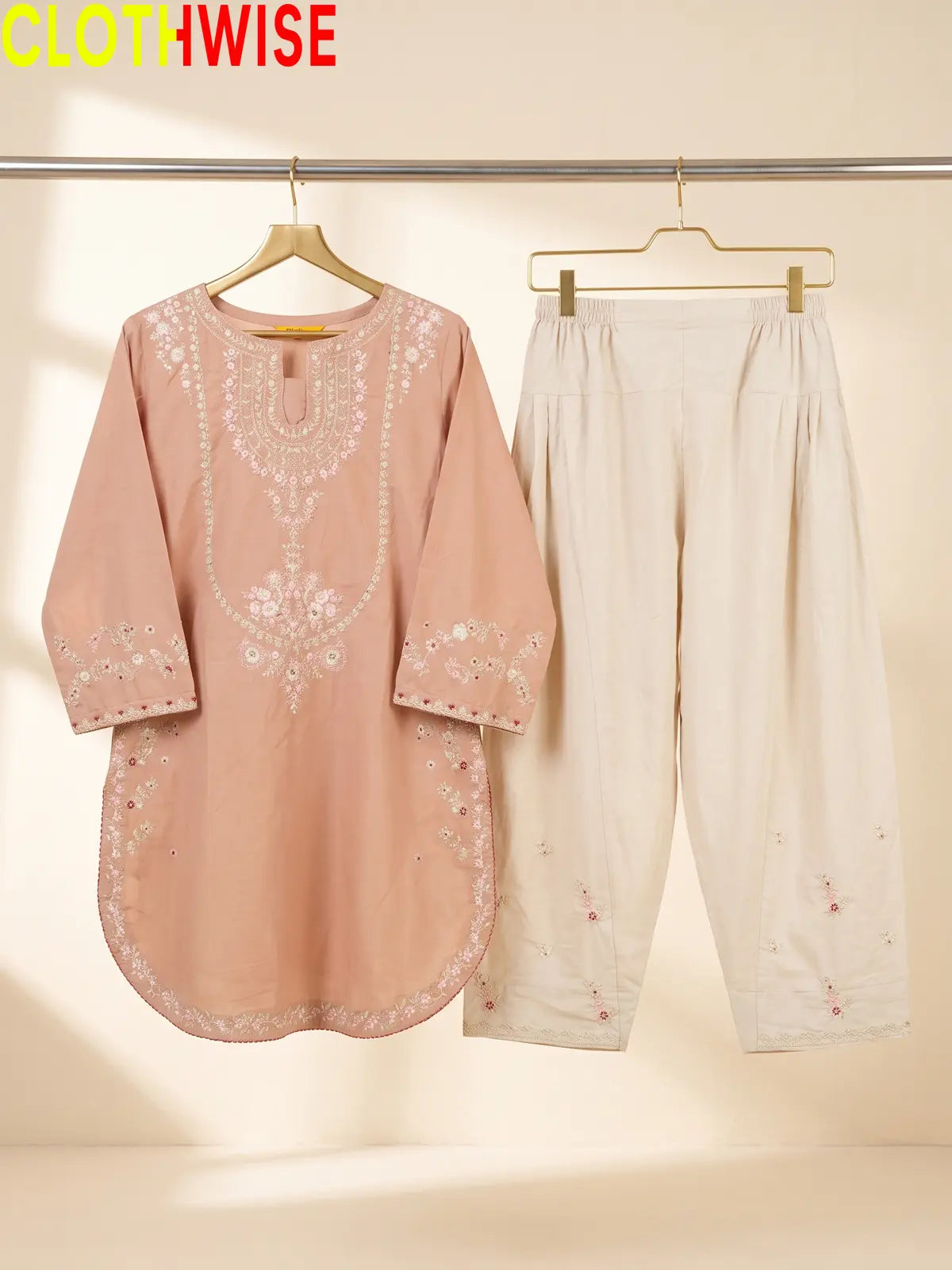 Zeenat - Embroidered Cotton Kurta & Salwar 2-Piece Suit