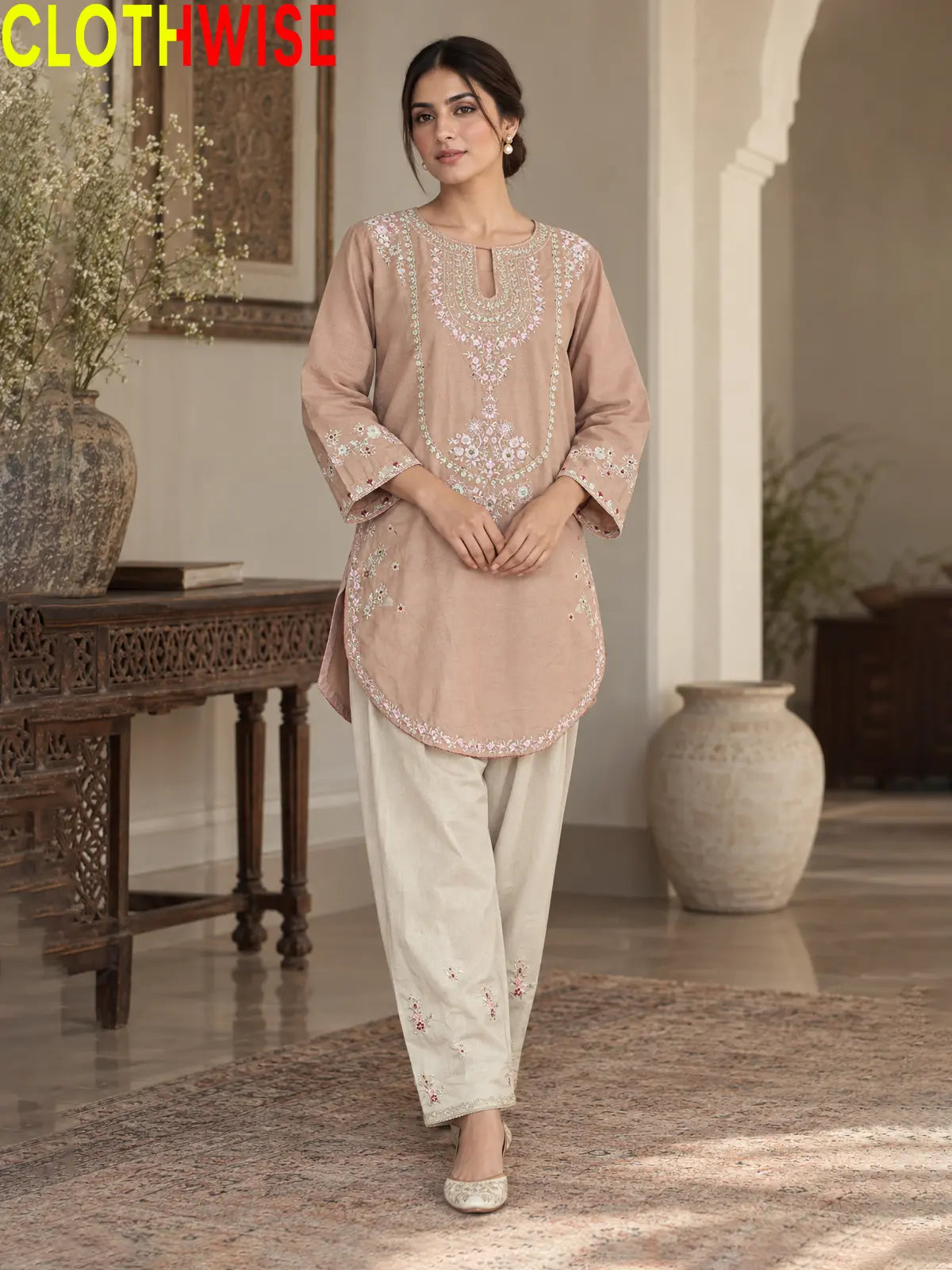 Zeenat - Embroidered Cotton Kurta & Salwar 2-Piece Suit