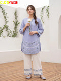 Naqsh Periwinkle embroidered 2-piece cotton suit - standing view