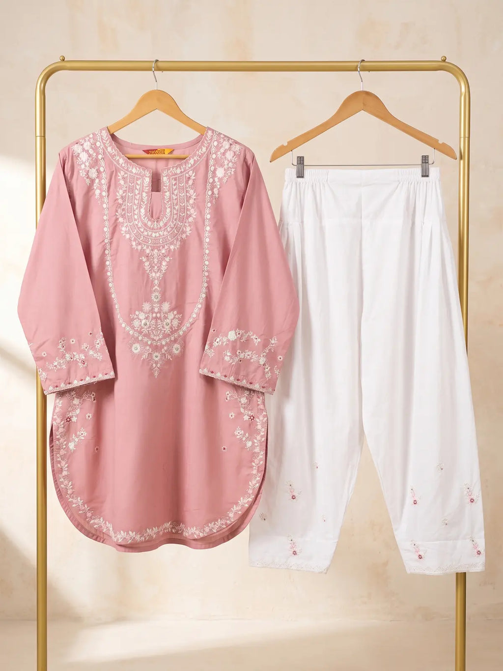 Zeenat - Embroidered Cotton Kurta & Salwar 2-Piece Suit