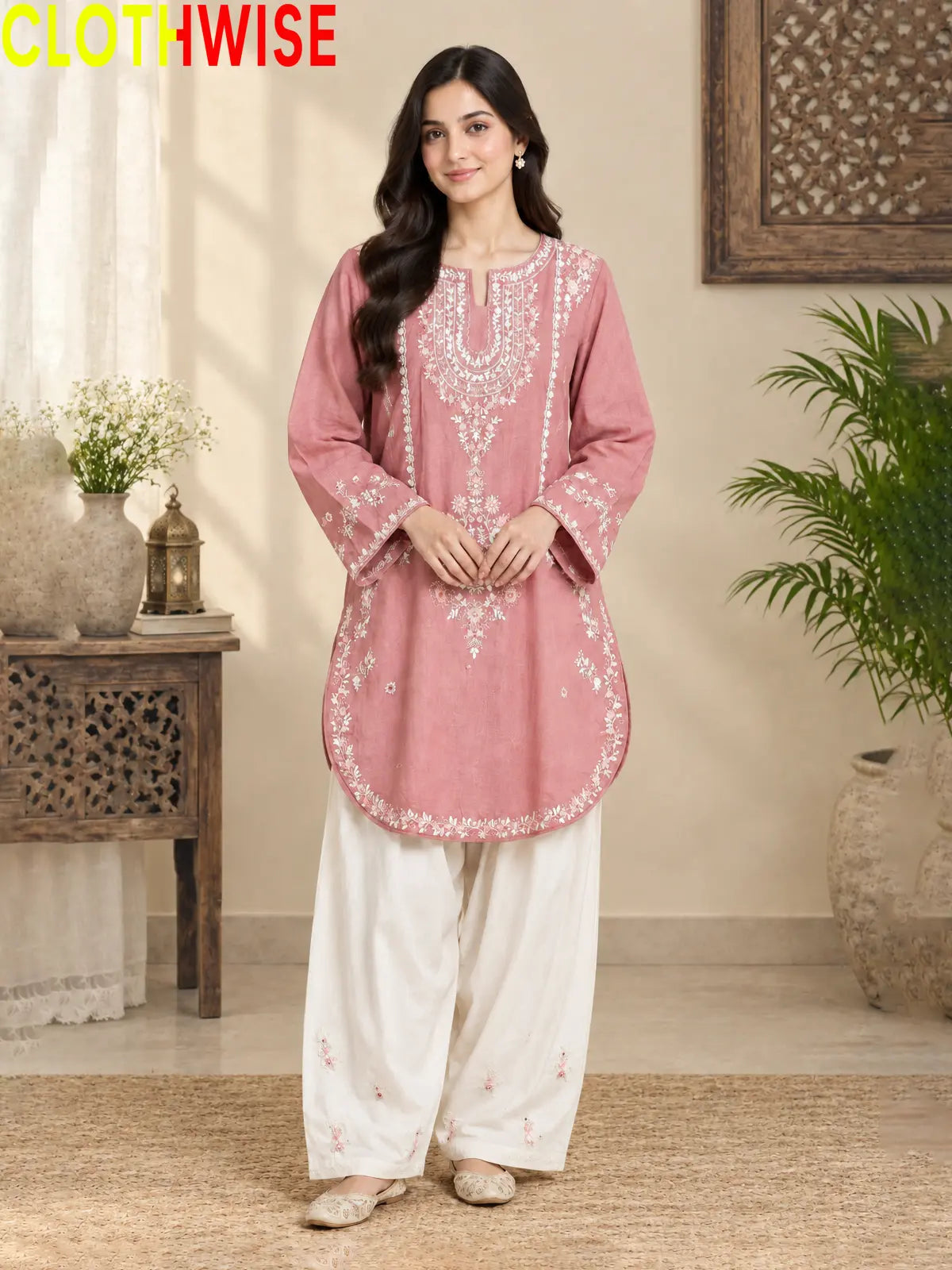 Zeenat - Embroidered Cotton Kurta & Salwar 2-Piece Suit