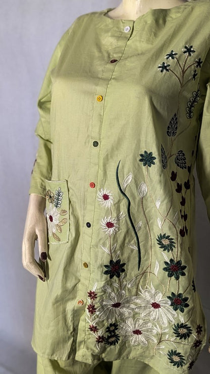 ESMIRA – Heavy Embroidered Cotton Co-Ord Set (2-Piece)