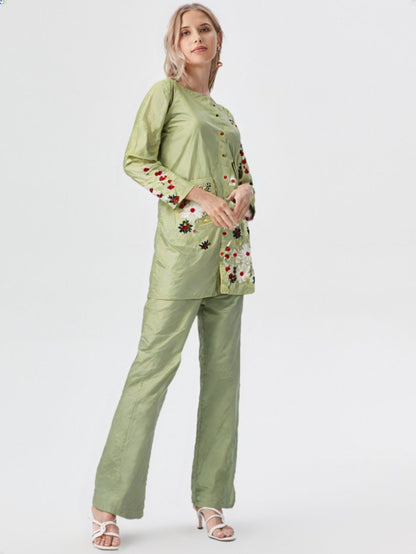 ESMIRA – Heavy Embroidered Cotton Co-Ord Set (2-Piece)