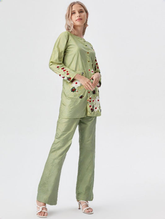 ESMIRA – Heavy Embroidered Cotton Co-Ord Set (2-Piece)