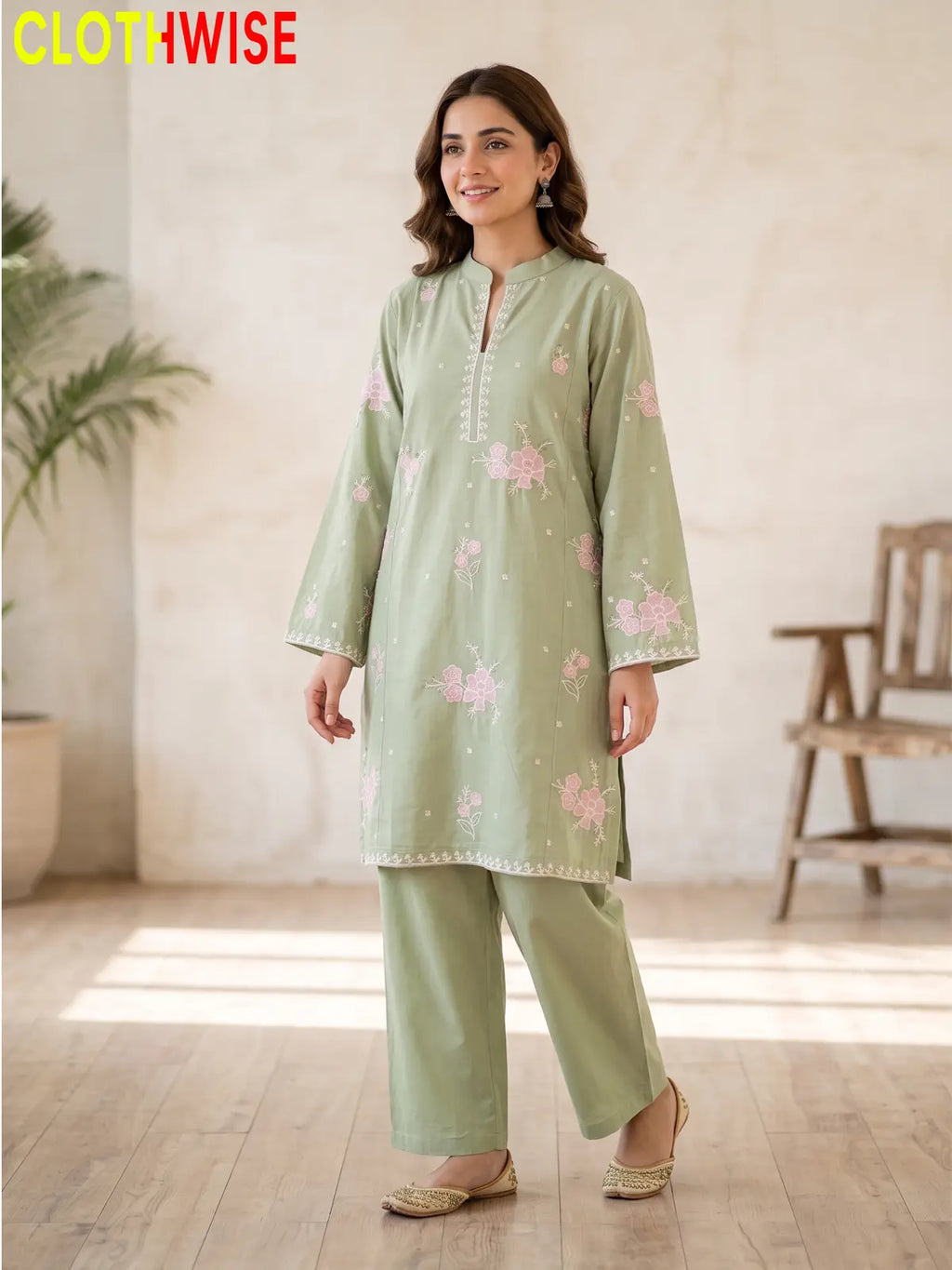 Marias – 2 Piece Stitched Embroidered Tunic & Flapper | CLOTHWISE