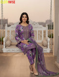 Sukoon – 40% OFF Purple Lycra Summer Silk 3-Piece Glitter Printed Embroidered Suit - Pakistani Women Pret | CLOTHWISE