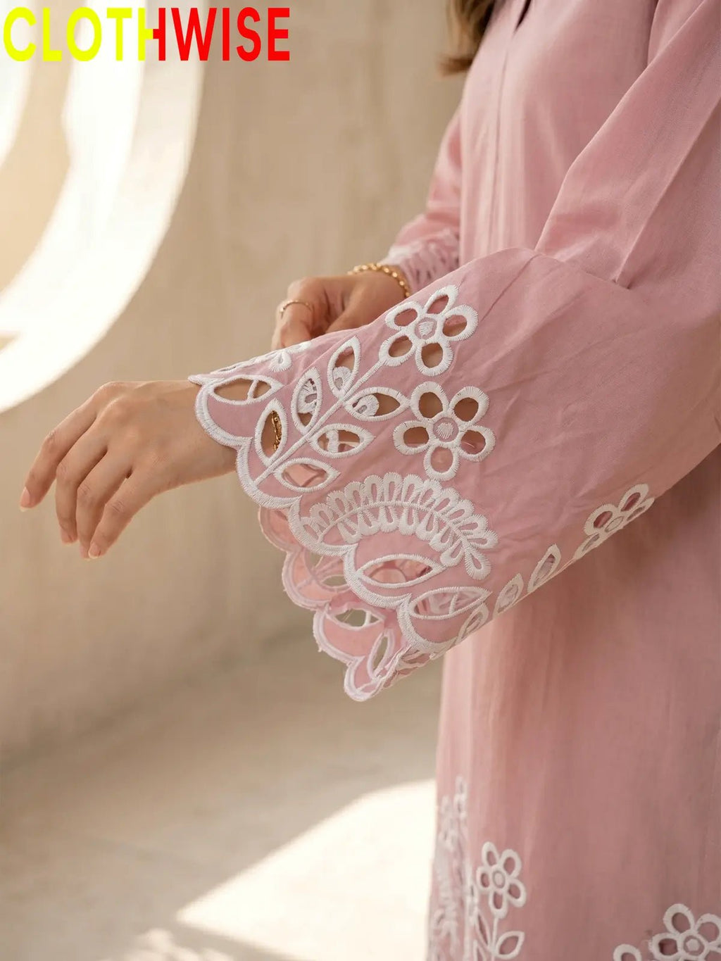 Flora Reign Rose Gold - 2 Pc Embroidered Cotton Co-ord Suit - Pakistani Women Pret | CLOTHWISE