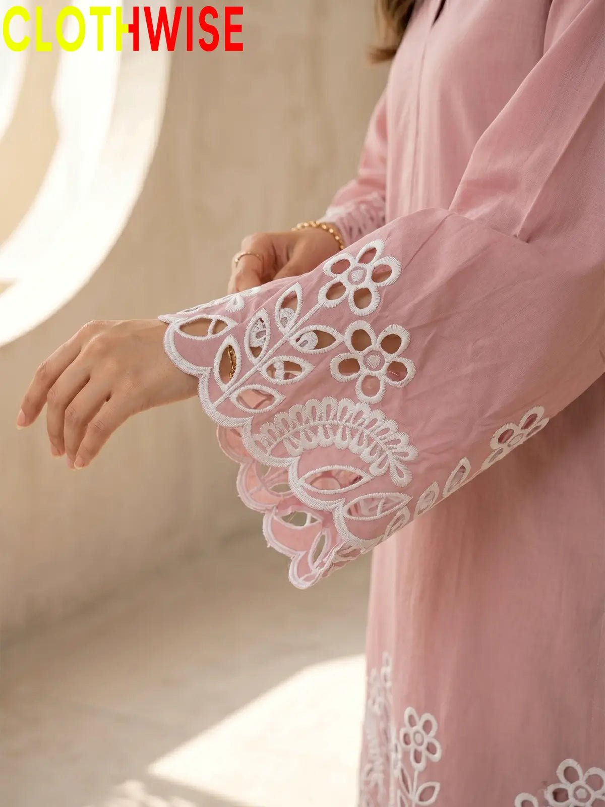 Flora Reign Rose Gold - 2 Pc Embroidered Cotton Co-ord Suit - Pakistani Women Pret | CLOTHWISE