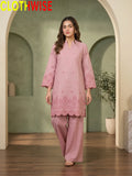 Hijr ChikanKari Eyelet Embroidered Scallop Hem 2 Piece Cotton Suit