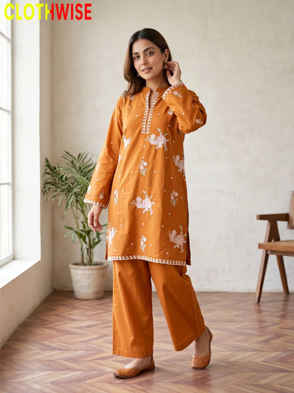 Marias – 2 Piece Stitched Embroidered Tunic & Flapper | CLOTHWISE