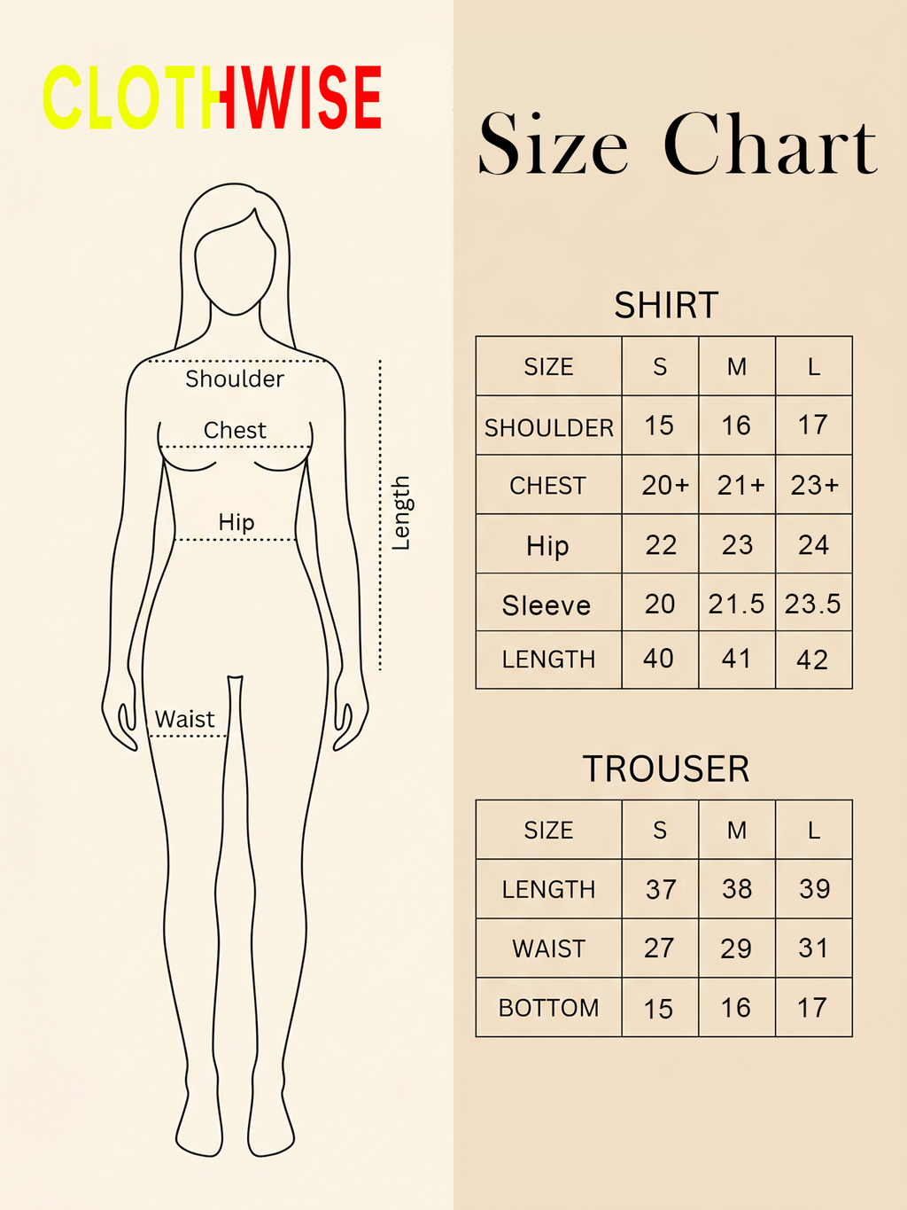 Andaz Suit Size Chart | CLOTHWISE
