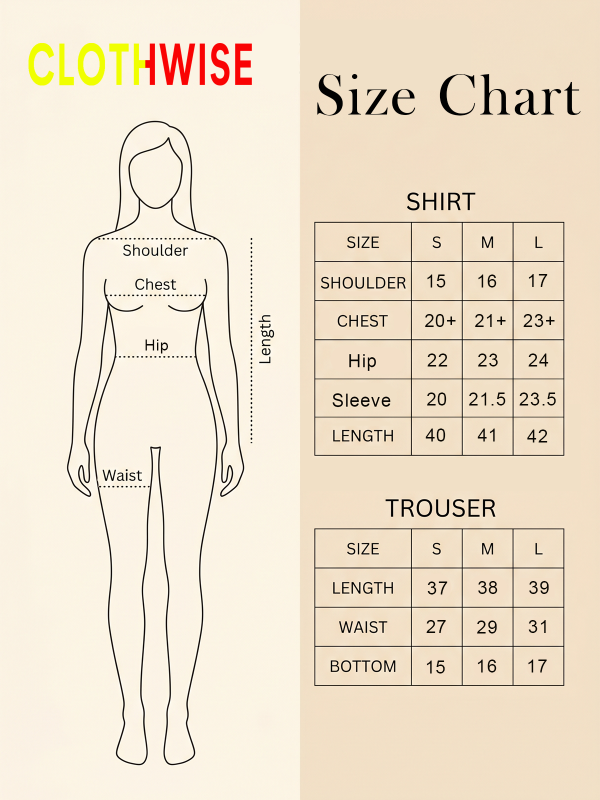 Andaz Suit Size Chart | CLOTHWISE