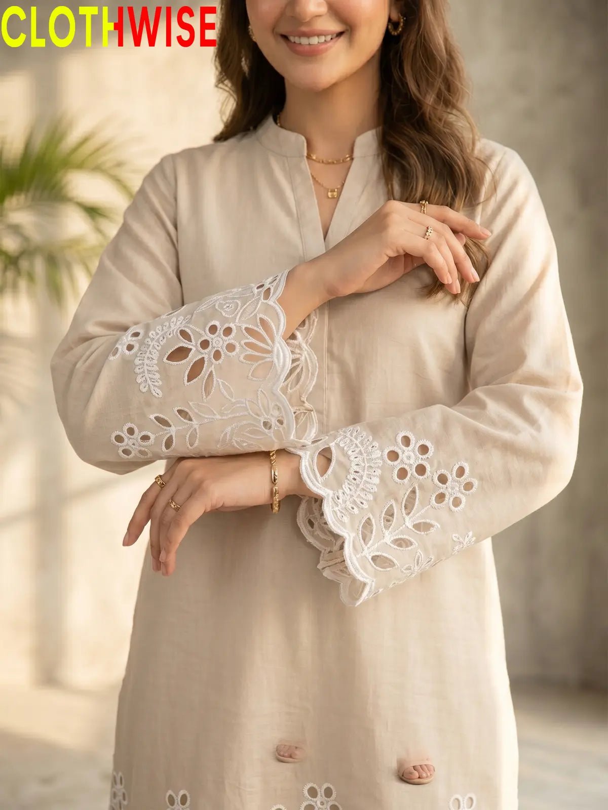 Flora Reign Skin - 2 Pc Embroidered Cotton Co-ord Suit - Pakistani Women Pret | CLOTHWISE