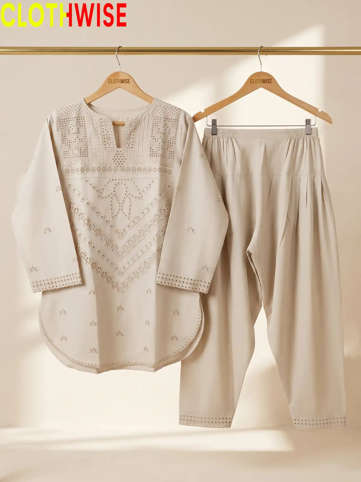 Kashish embroidered lawn 2-piece suit in Skin colour - on hanger