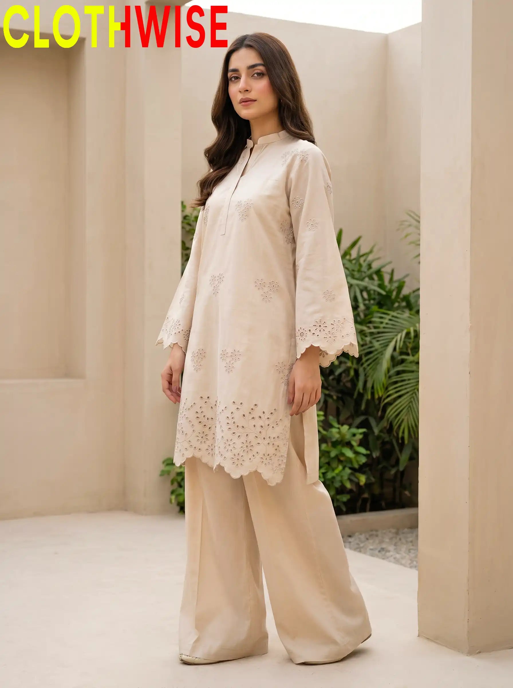 Zimal Skin Chikankari 2-Piece Cotton Suit – Standing View | Clothwise