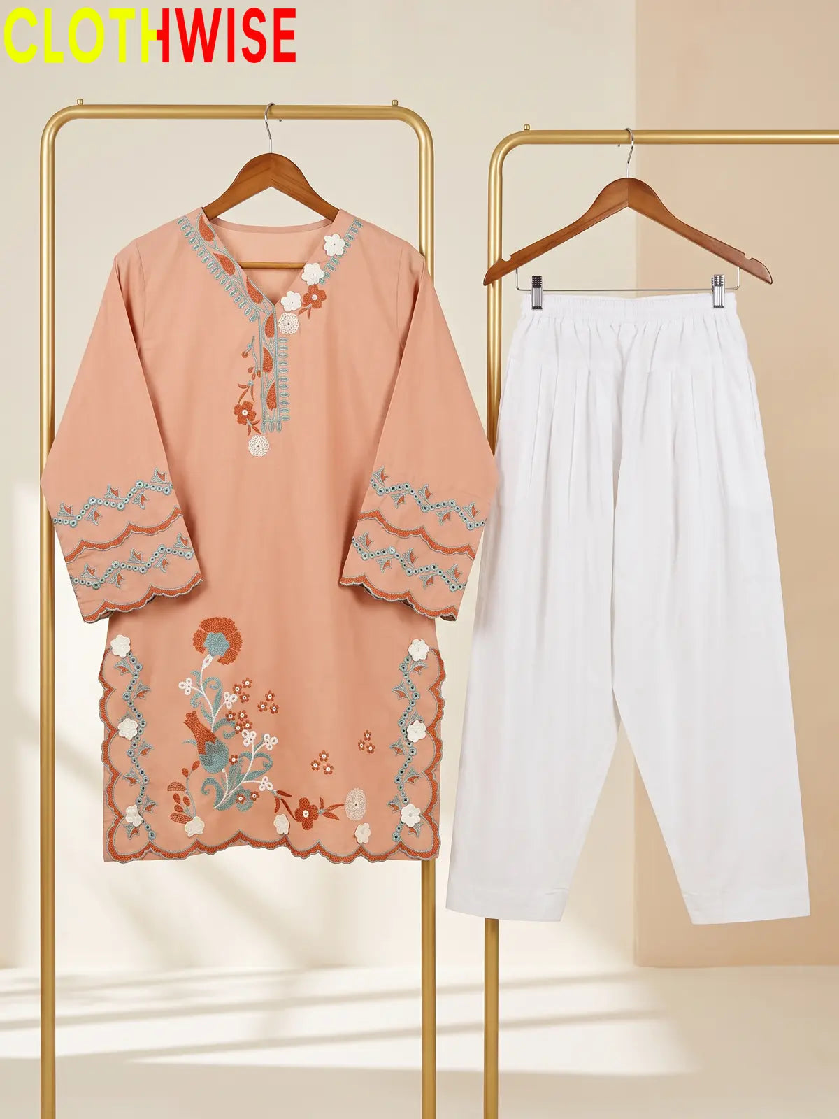 Amaltas – Embroidered Kurti with Shalwar | Women's 2 Piece Suit | Clothwise