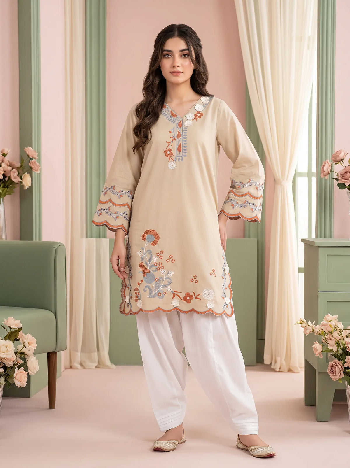 Amaltas – Embroidered Kurti with Shalwar | Women's 2 Piece Suit | Clothwise