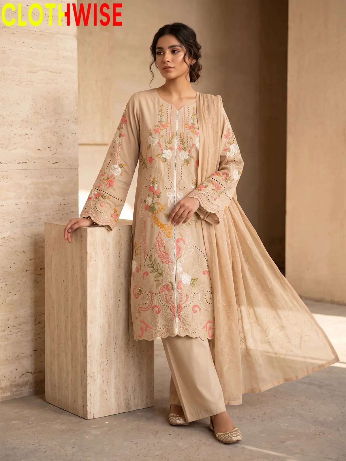 Dilkash – 3 Piece & 2 Piece Embroidered Lawn Suit with Embroidered Chiffion Dupatta