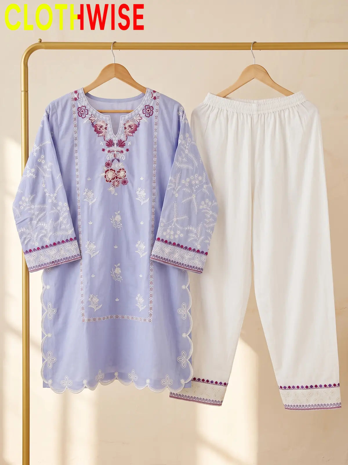 Zarmeen – Embroidered Cotton Kurta Shalwar Set | Clothwise
