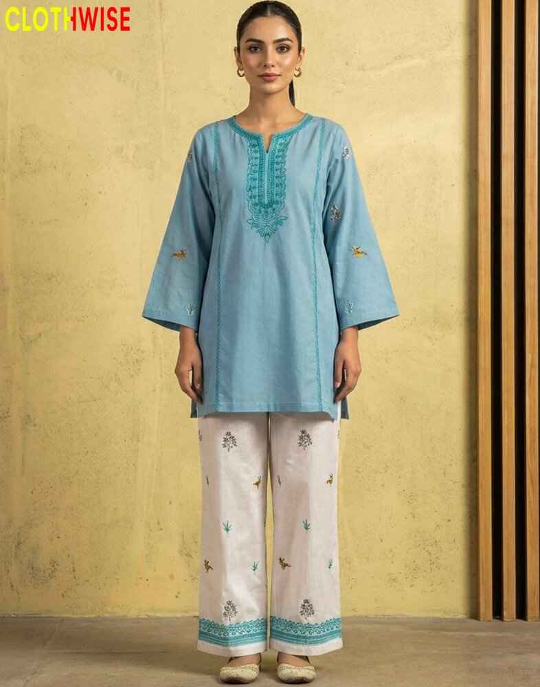 model wearing a embroidered suit  clothes by clothwise
