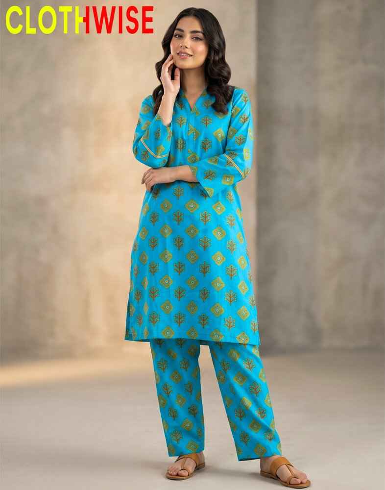 Zayra - Azure Sky Printed 2 Piece Lawn Suit