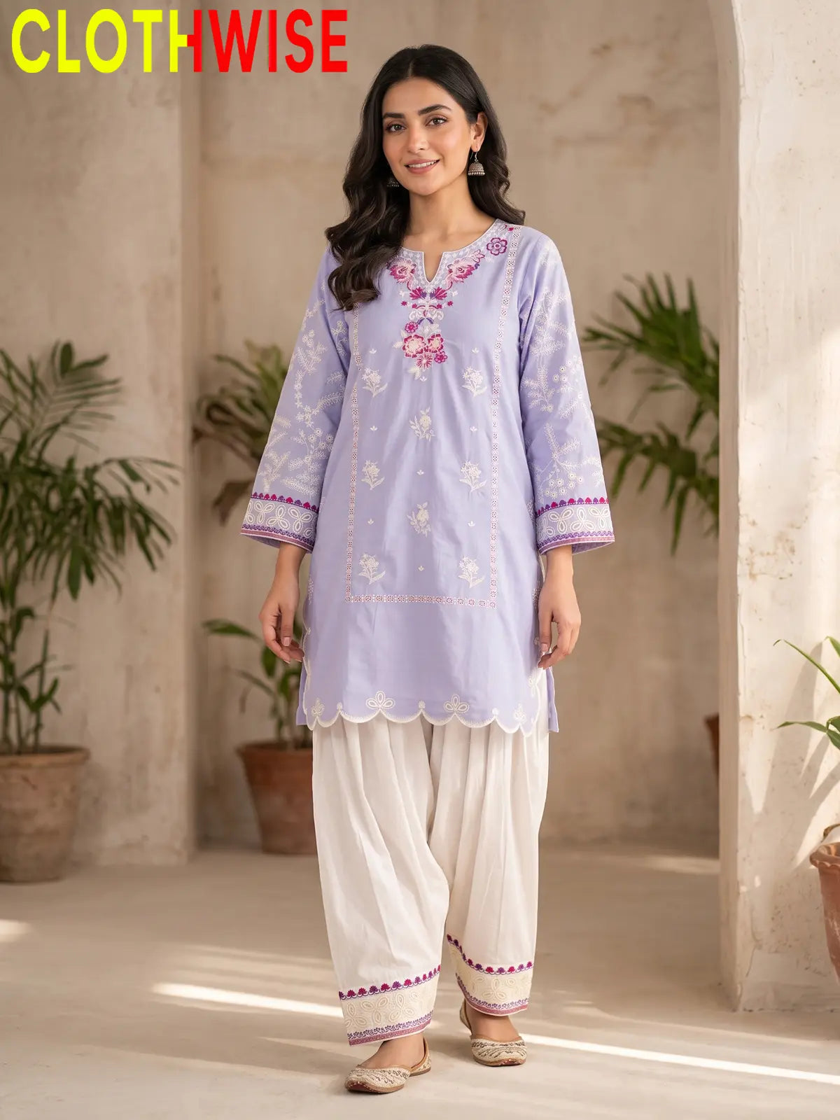 Zarmeen – Embroidered Cotton Kurta Shalwar Set | Clothwise
