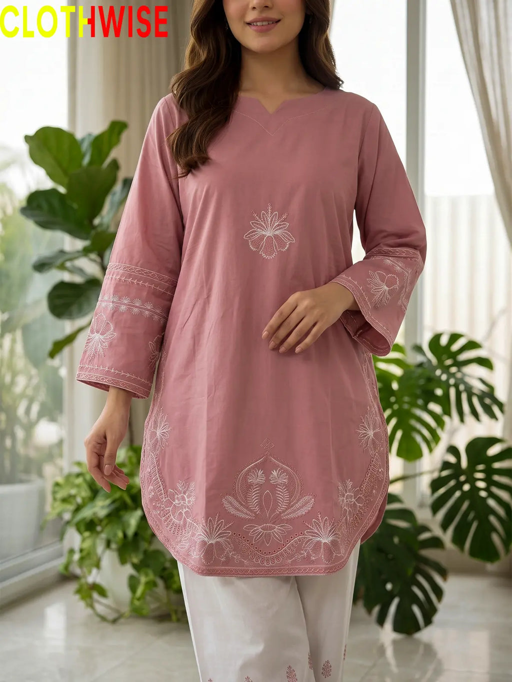 Petal dusty rose co-ord set - embroidery closeup detail