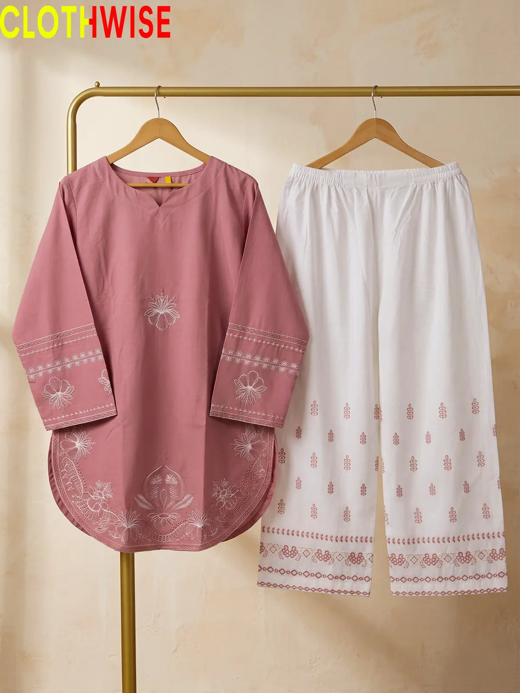 Petal dusty rose cotton co-ord set - hanger flat lay view