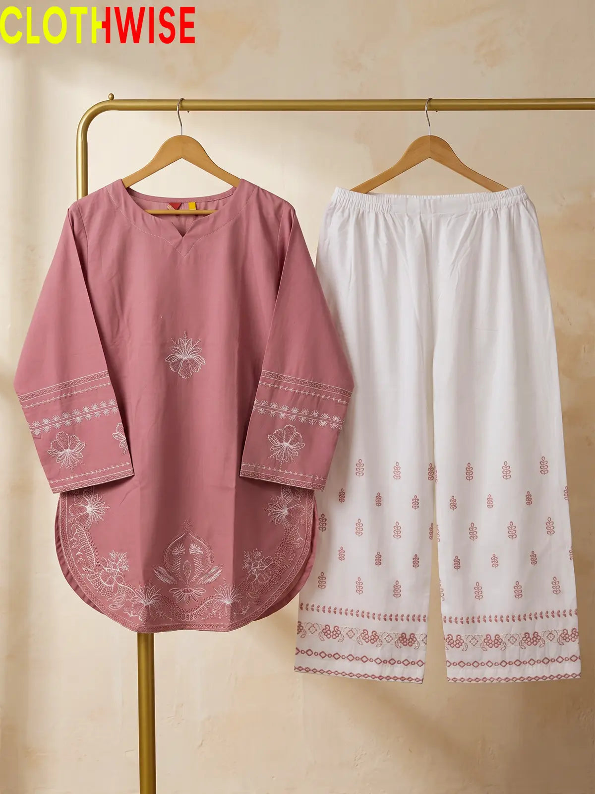 Petal dusty rose cotton co-ord set - hanger flat lay view