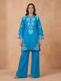 Muskaan Teal Embroidered 2-Piece Cotton Suit – Front View