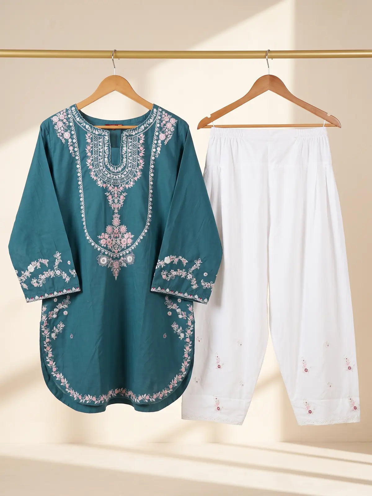 Zeenat - Embroidered Cotton Kurta & Salwar 2-Piece Suit