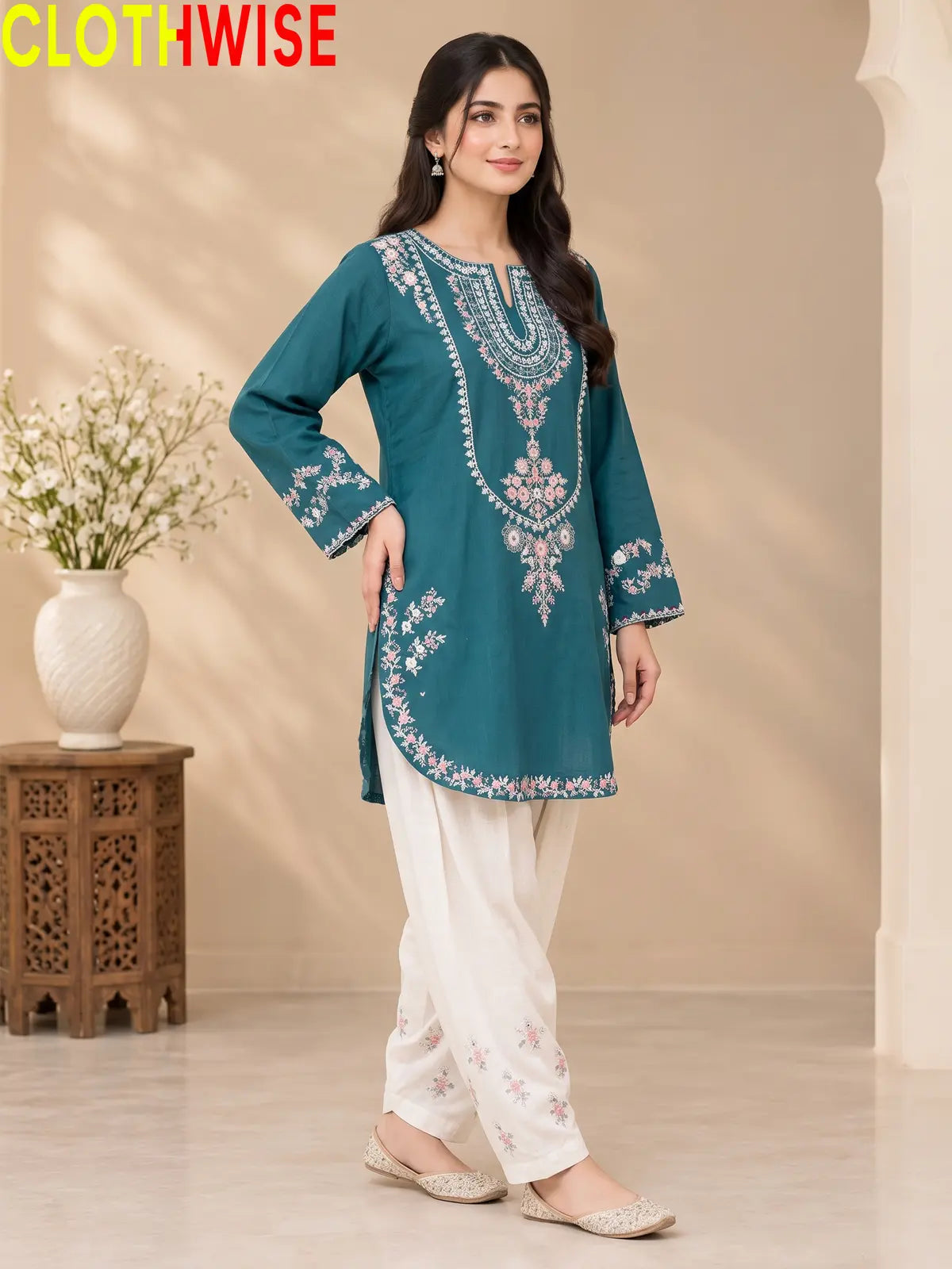 Zeenat - Embroidered Cotton Kurta & Salwar 2-Piece Suit