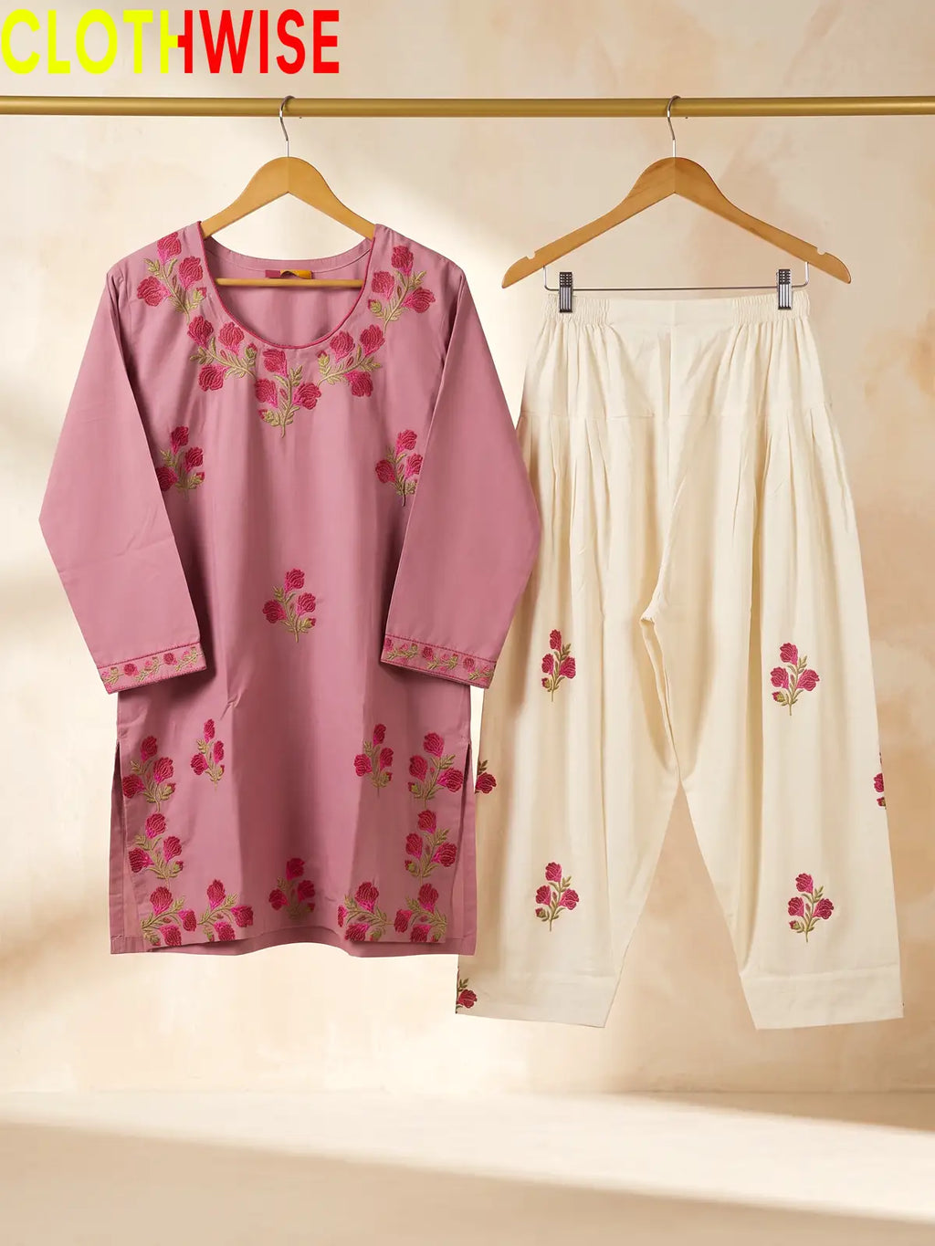 Ghulab Embroidered Cotton 2 Piece Suit for Women